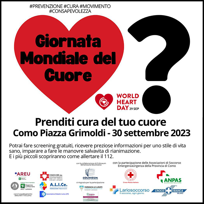 Locandina dell'evento Giornata del Cuore a Como, 30 settembre 2023