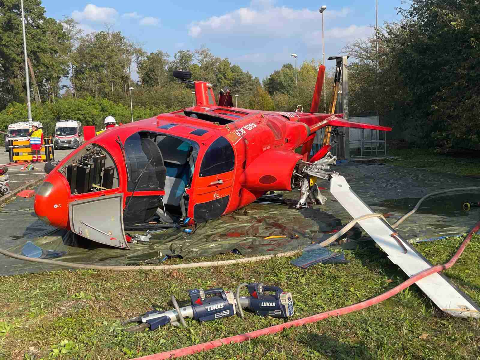 immagine Collisione tra elicotteri e maxi emergenza simulata: AREU in prima linea nell’esercitazione alla Leonardo di Vergiate